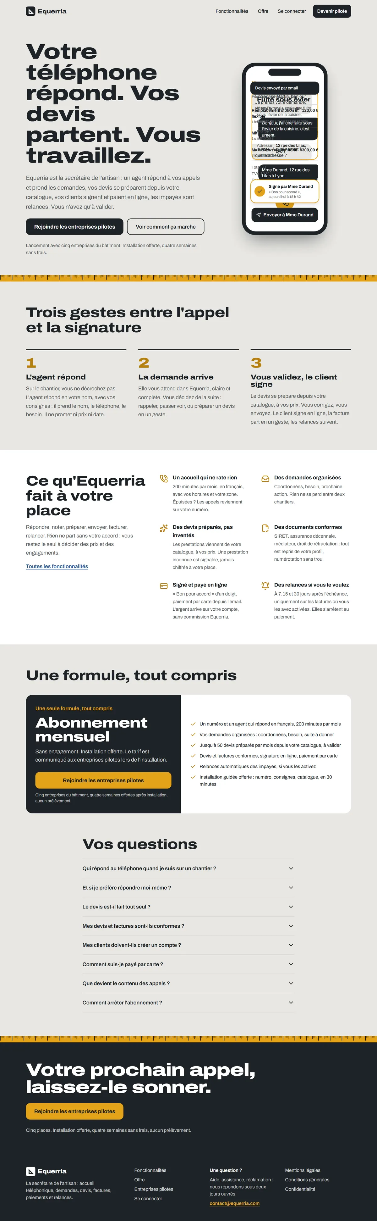 Page d'accueil d'Equerria
