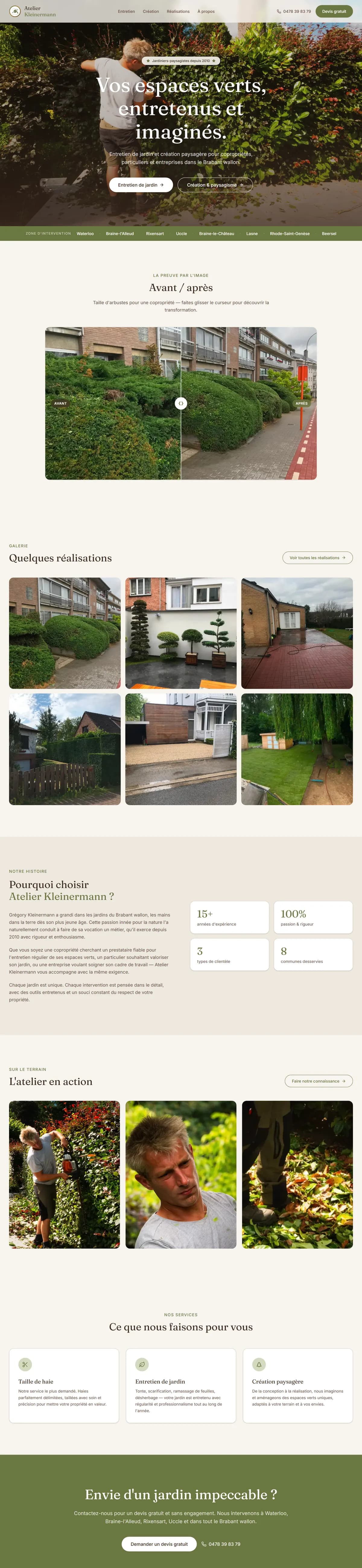 Page d'accueil du site Atelier Kleinermann