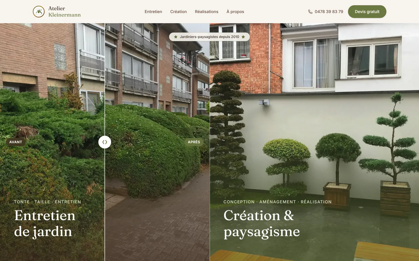 Page d'accueil du site Atelier Kleinermann